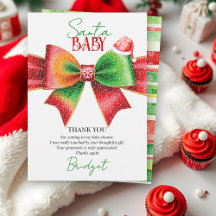 Santa Baby shower bow and Santa hat Christmas