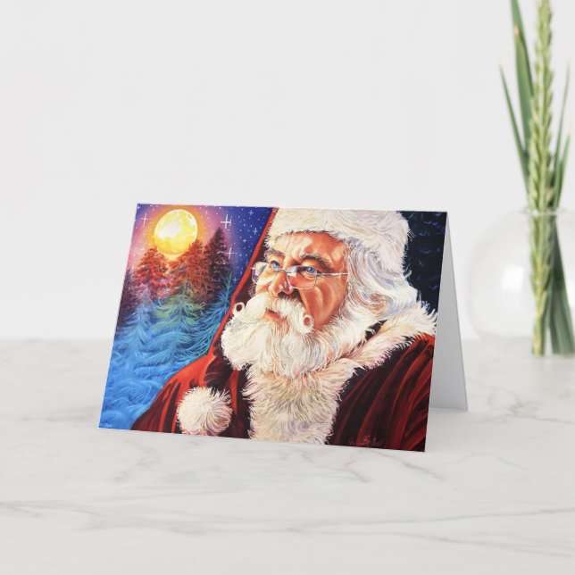 Carte De Remerciements Santa in the Moonlight Christmas Card (Devant)
