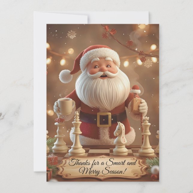 Carte De Remerciements Santa’s Next Move – Funny Chess Christmas Thank Yo (Devant)