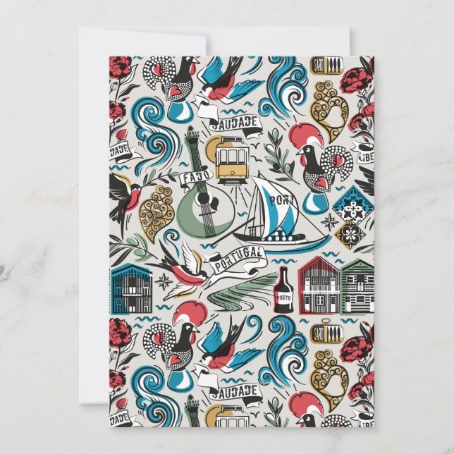 Carte De Remerciements Saudade // motifs populaires du Portugal (Devant)