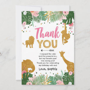 Carte de remerciements sauvage d'animaux