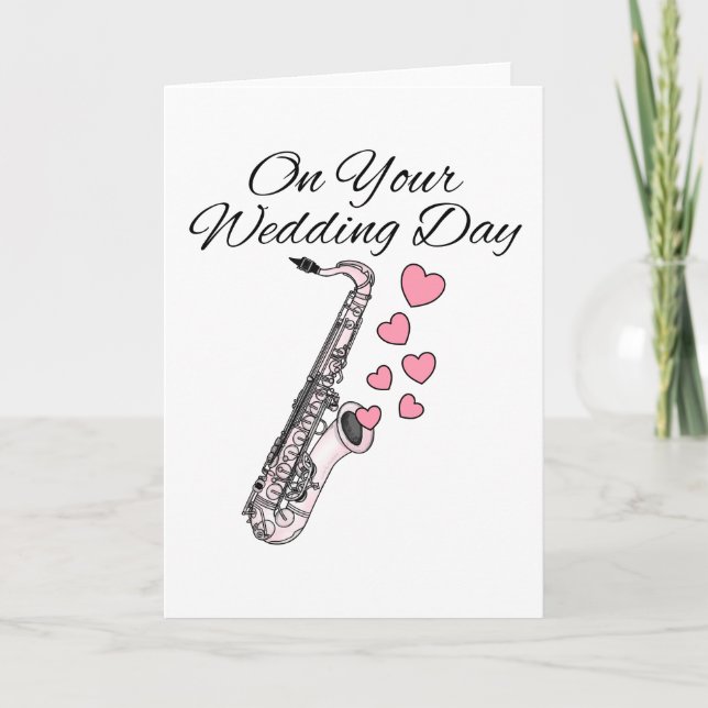 Carte De Remerciements Saxophone Mariage Card Sax Player Jazz Musicien (Devant)