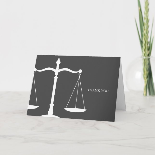 Carte De Remerciements Scales juridiques Élégant Droit Thème (Devant)