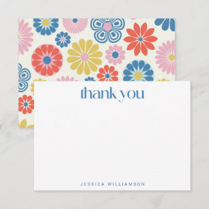 Carte De Remerciements Scandi Boho Fleur Bleu Fête des mariées personnali