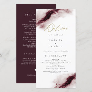 Carte De Remerciements SCARLETT   Burgundy Maroon Watercolor Gold Program