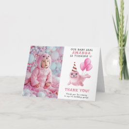Carte De Remerciements Sceau rose 1er anniversaire sous la mer