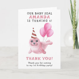 Carte De Remerciements Sceau rose 1er anniversaire sous la mer
