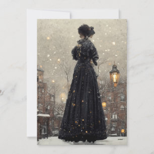 Carte De Remerciements Scène des neiges des femmes victoriennes