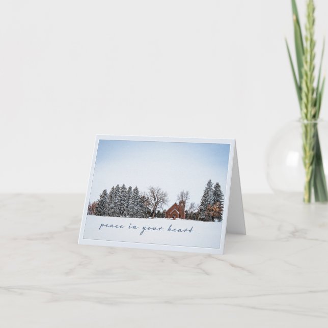 Carte De Remerciements Scène d'hiver paisible de Noël Église des Prairies (Devant)