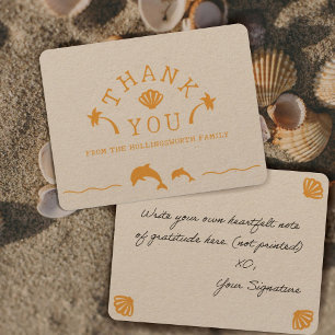 Carte De Remerciements Scène Océan Orange Personnalisée