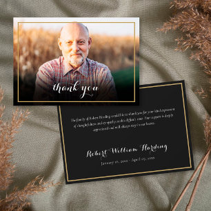 Carte De Remerciements Scène Or Funeral Photo Script élégant