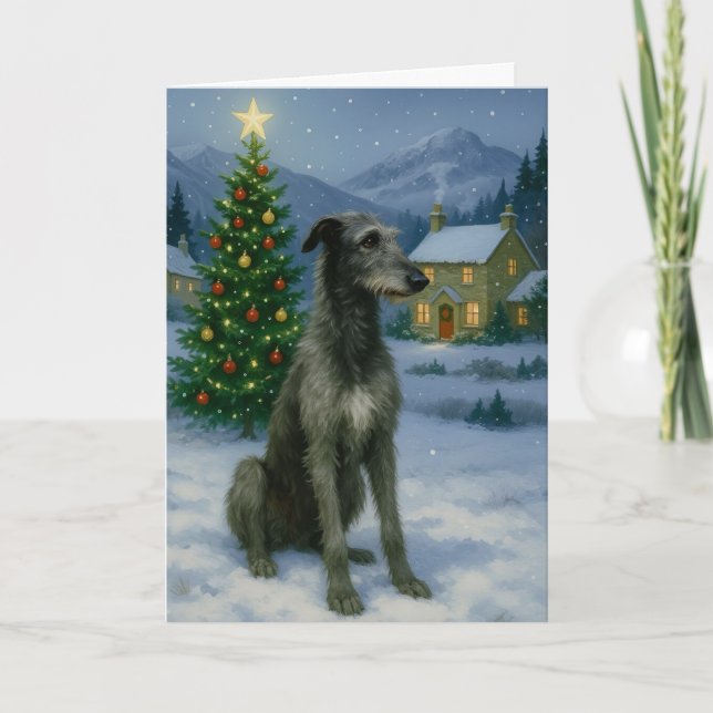 Carte De Remerciements Scottish Deerhound Holiday Card (Devant)