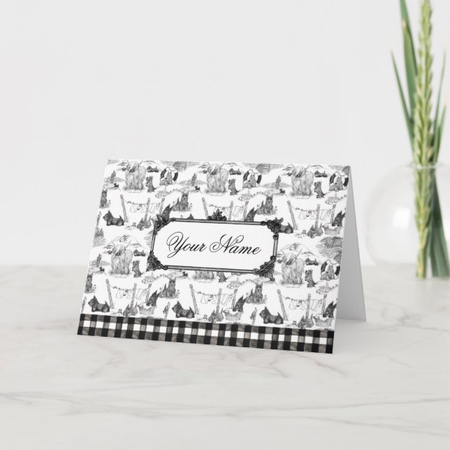 Carte De Remerciements SCOTTISH Terrier Black Toile avec nom personnalisé (Devant)