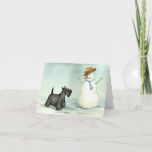 Carte De Remerciements Scottish Terrier rencontre Snowman Dog Art Note Ca