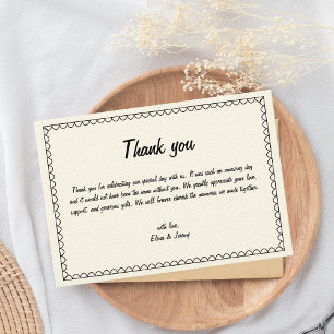 Carte De Remerciements Scribble à main Vintage Croquis Mariage français