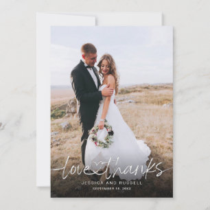 Carte De Remerciements Script à la main avec Mariage de photos de coeur