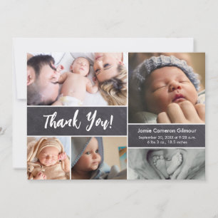 Carte De Remerciements Script Baby shower Collage photo tableau noir