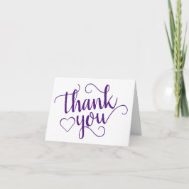 Carte De Remerciements Script d'ardoise simple | Royal Purple Heart 2 Pho