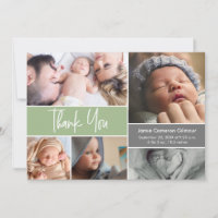 Script de Baby shower de Collage de Photo Vert Mod