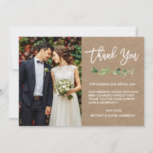 Carte De Remerciements Script de Brassage moderne Eucalyptus Kraft Photo