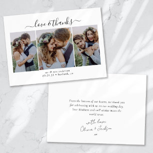 Carte De Remerciements Script de calligraphie Mariage multiphoto