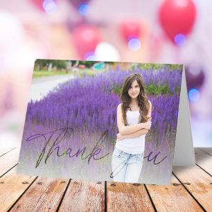 Carte De Remerciements Script de calligraphie photo minimaliste simple et