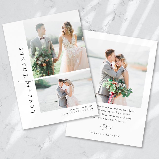 Carte De Remerciements Script de calligraphie romantique Mariage photo mu (Créateur téléchargé)