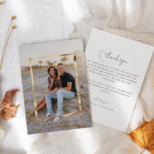 Carte De Remerciements Script de signature Mariage encadré or moderne