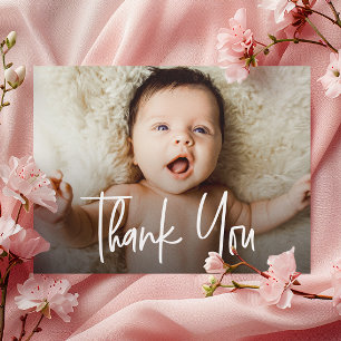 Carte De Remerciements Script de traitement de photos de bébé horizontal