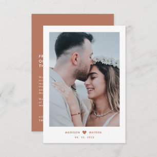 Carte De Remerciements Script en terre cuite avec Mariage cardiaque