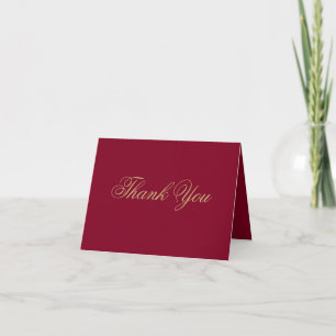 Carte De Remerciements Script Gold Classique Sur Bourgogne + Message UR