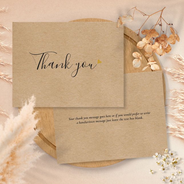 Carte De Remerciements Script Kraft rustique simple (Créateur téléchargé)
