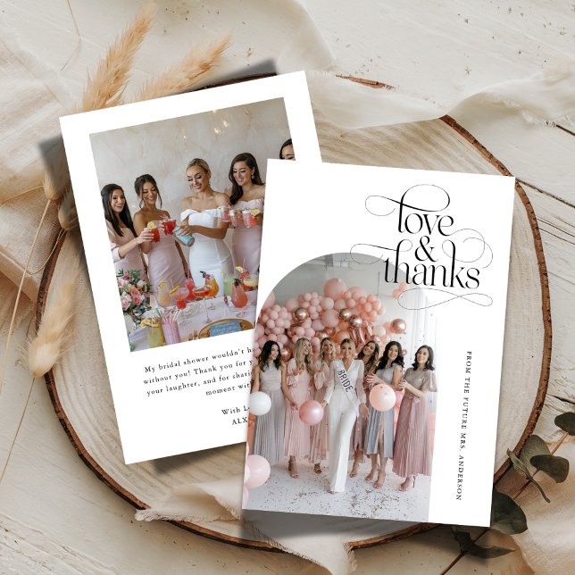 Carte De Remerciements Script Love & Thanks Fête des mariées Arch photo (Créateur téléchargé)