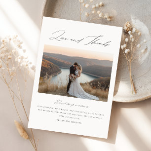 Carte De Remerciements Script moderne Boho Mariage photo