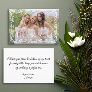 Carte De Remerciements script moderne botanique photo bridesmaid