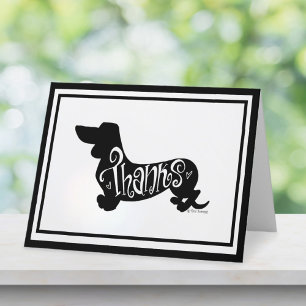 Carte De Remerciements Script Moderne Dachshund Noir Blanc Pliable