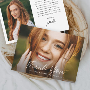 Carte De Remerciements Script moderne Diplôme photo simple