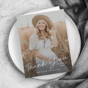 Carte De Remerciements Script moderne Diplôme photo simple