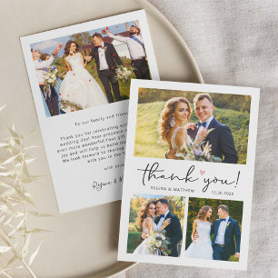 Carte De Remerciements Script moderne Love Heart Mariage Photo Collage