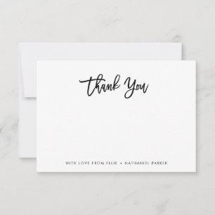 Carte De Remerciements Script moderne noir et blanc