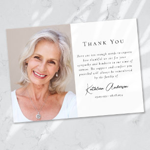 Carte De Remerciements Script moderne Photo Sympathy Funérailles