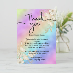 Carte De Remerciements Script moderne Rainbow Pastel Appréciation du clie