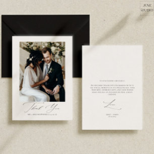 Carte De Remerciements Script moderne Simple Mariage Photo Appartement