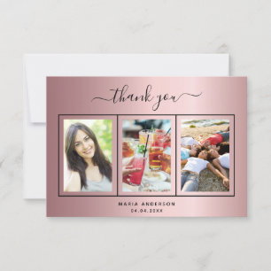 Carte De Remerciements Script photo rose pâle d'anniversaire