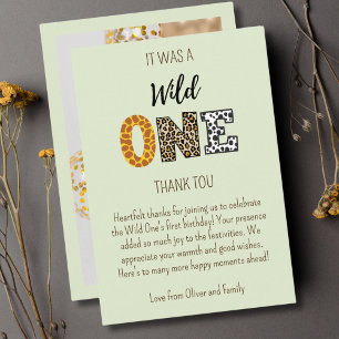 Carte De Remerciements Script photo vert Wild One