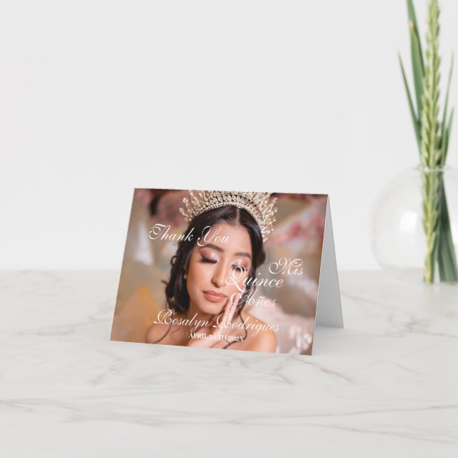 Carte De Remerciements Script Quinceanera photo 15e anniversaire (Devant)