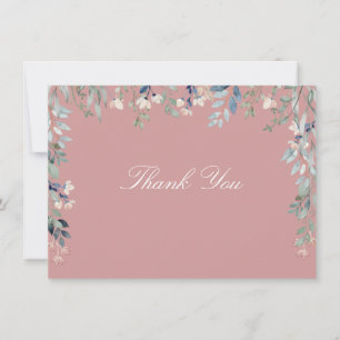 Carte De Remerciements Script rose Fleur sauvage Dusty Rose