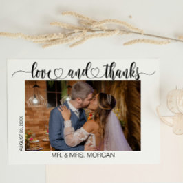 Carte De Remerciements Script simple avec coeur et photo | MARIAGE