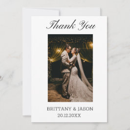 Carte De Remerciements Script simple minimaliste avec photo mariage