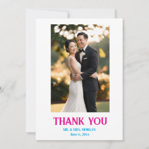 Carte De Remerciements Script simple minimaliste avec photo Mariage du co